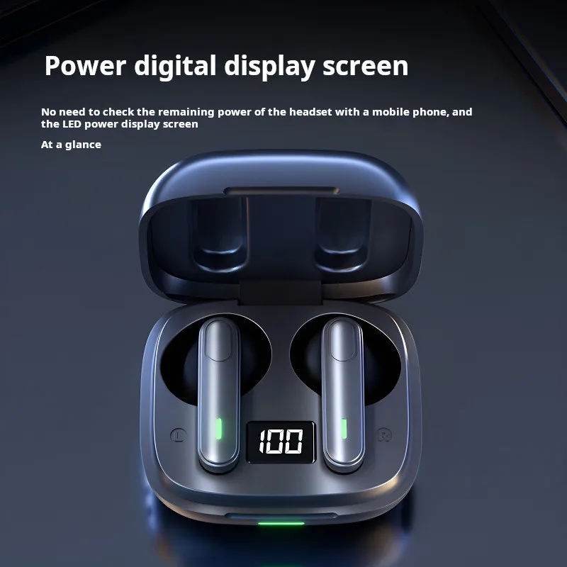 T8 True Wireless Bluetooth Digital Display Headset Stereo Waterproof Sports Earphones with Mic Touch Operation, Music Headphones