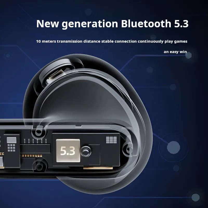 T8 True Wireless Bluetooth Digital Display Headset Stereo Waterproof Sports Earphones with Mic Touch Operation, Music Headphones