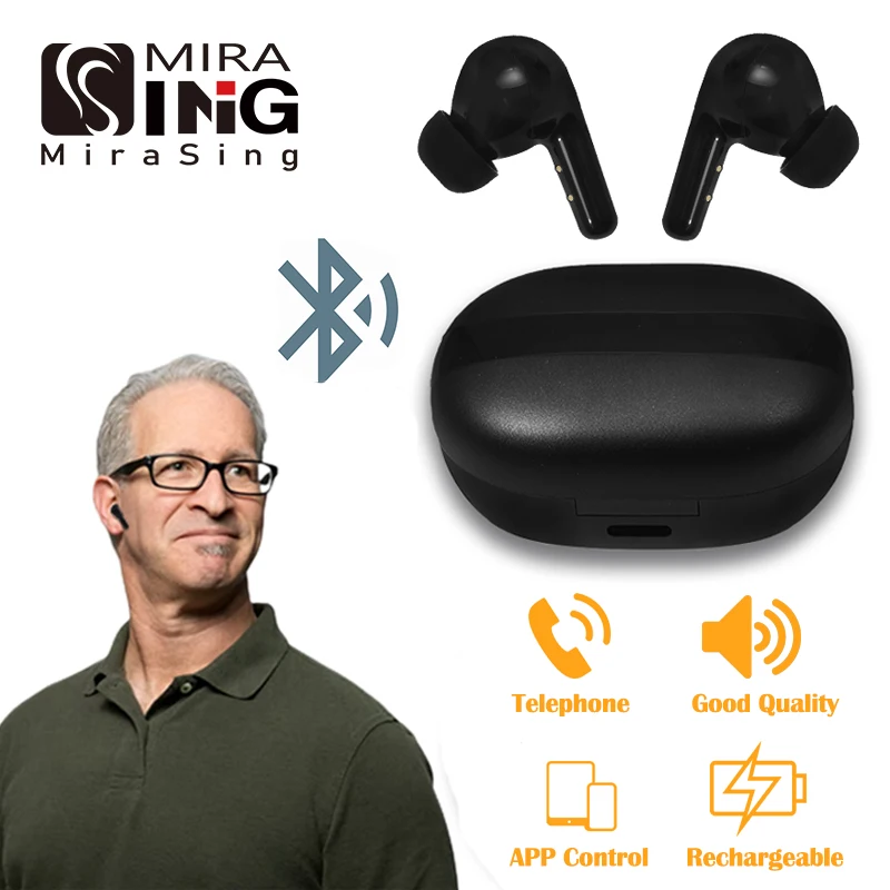 Rechargeable Digital Hearing Aids with Bluetooth 12-Channels Portable Sound Amplifier Noise Reduction New Audifonos for Deafness