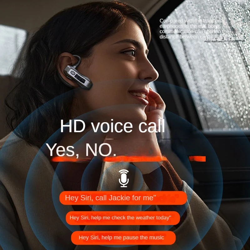 Single Ear Wireless Headset Driving HeadPhones Business Noise Cancelling Headset Sports Earhook Earphones Long Battery Life