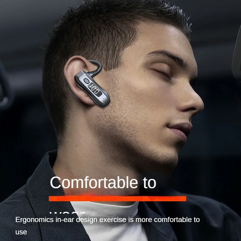 Single Ear Wireless Headset Driving HeadPhones Business Noise Cancelling Headset Sports Earhook Earphones Long Battery Life