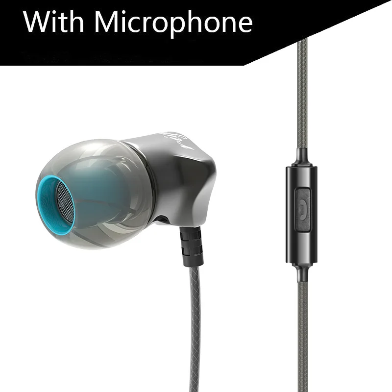 QKZ DM7 Sports Earphone HiFi Music Cellphone Headset In Ear Dynamic Drive Headphone with Microphone 3.5mm Jack Earpiece