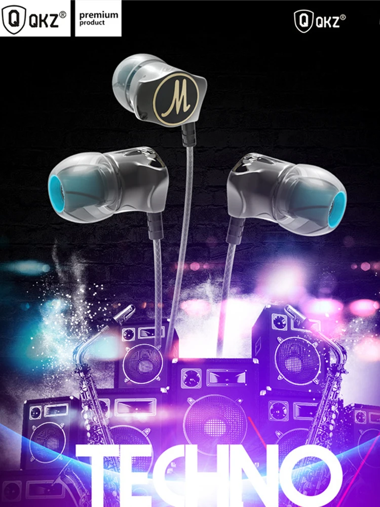 QKZ DM7 Sports Earphone HiFi Music Cellphone Headset In Ear Dynamic Drive Headphone with Microphone 3.5mm Jack Earpiece