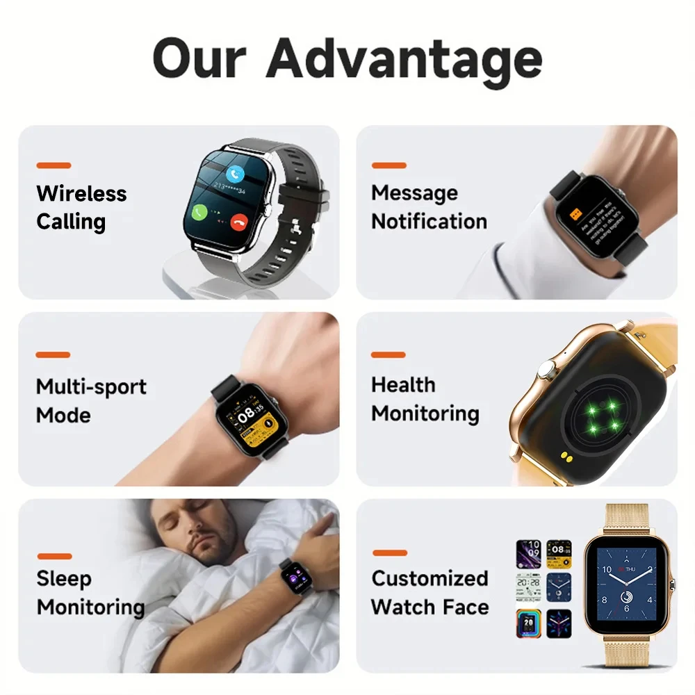 2023 Smart Watch Android Phone 1.44'' Inch Color Screen Bluetooth Call Blood Oxygen/Pressure Monitoring Smart Watch Women Men