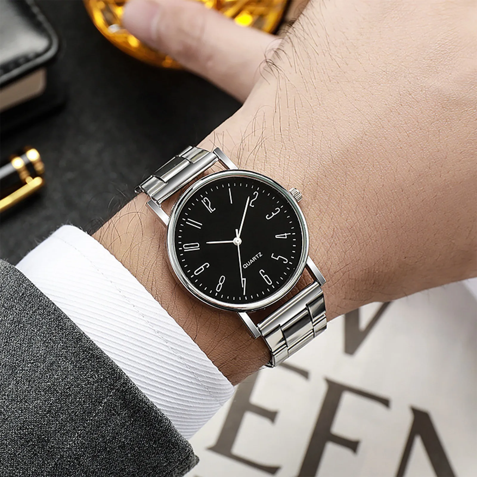 Fashion Stainless Steel Band Business Quartz Wristwatch Relogio Quartz Mens Watch Top Brand Luxury Clock Male Relojes Hombre