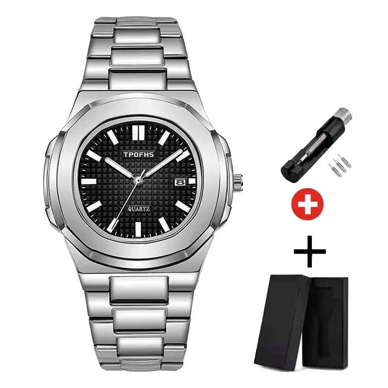 2023 Originate Luxury Watch Business Waterproof Male Clock Luminous Date Stainless Steel Square Quartz Men Watch reloj hombre