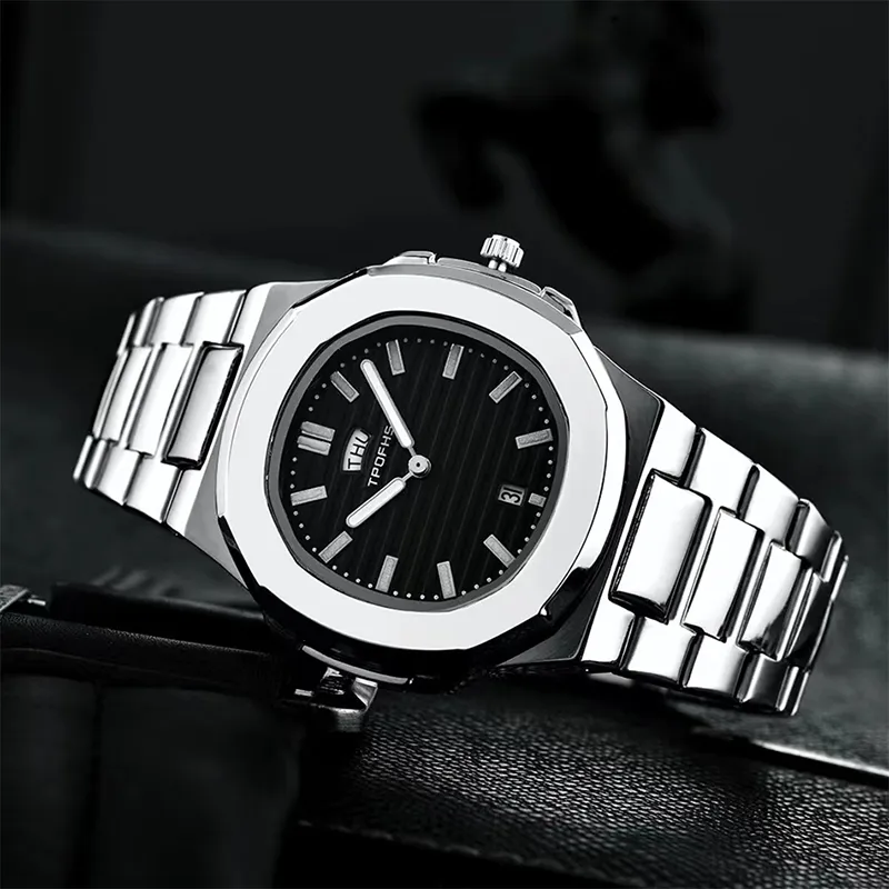 2023 Originate Luxury Watch Business Waterproof Male Clock Luminous Date Stainless Steel Square Quartz Men Watch reloj hombre