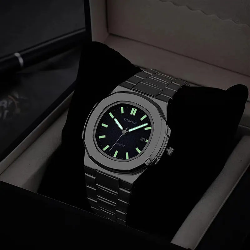 2023 Originate Luxury Watch Business Waterproof Male Clock Luminous Date Stainless Steel Square Quartz Men Watch reloj hombre
