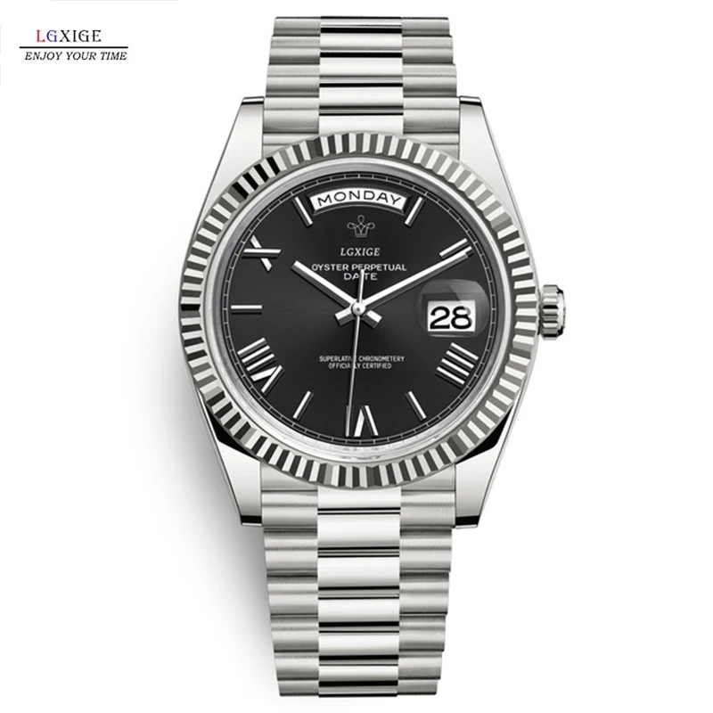 2023 Hot Luxury Montre Homme Business Stainless Steel Quartz Day Date Wristwatch Fashion White Dial Waterproof Male Watches Gift