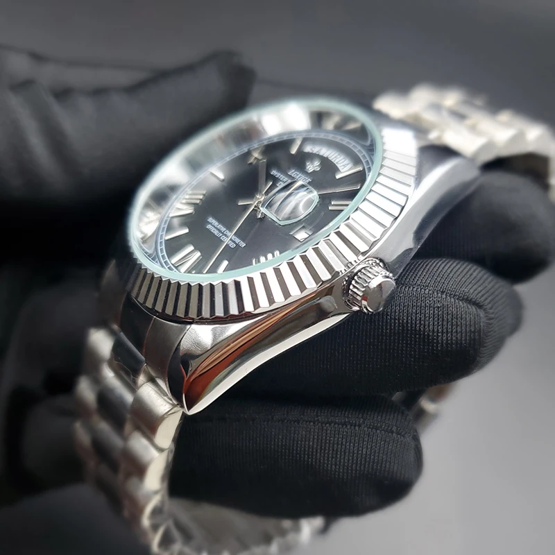 2023 Hot Luxury Montre Homme Business Stainless Steel Quartz Day Date Wristwatch Fashion White Dial Waterproof Male Watches Gift