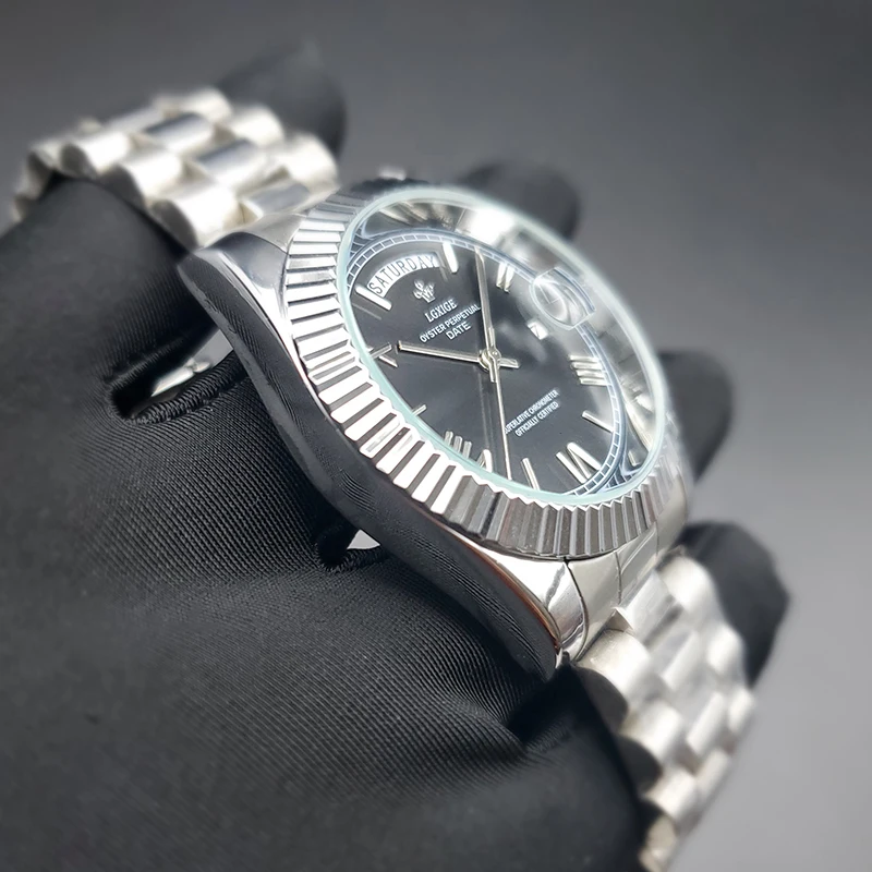 2023 Hot Luxury Montre Homme Business Stainless Steel Quartz Day Date Wristwatch Fashion White Dial Waterproof Male Watches Gift
