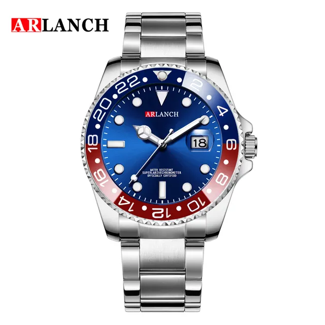 Classic Mens Watch Quartz Green Ghost Diver Series Stainless Steel Waterproof Calendar Clock Business Luxury Watch Reloj Hombre