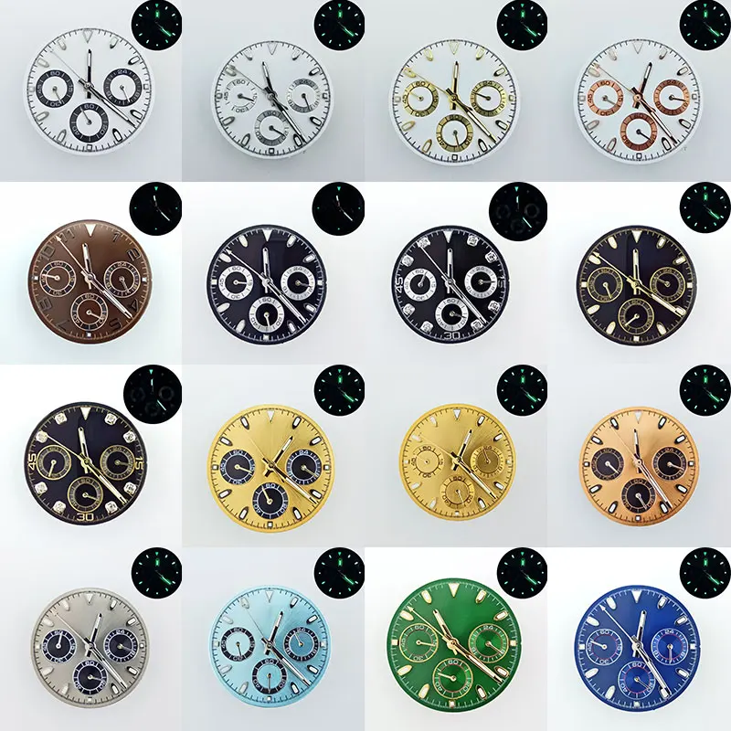 39mm watch sapphire glass dial can be customized logo316L stainless steel case watch to fit VK63 movement chronograph watch