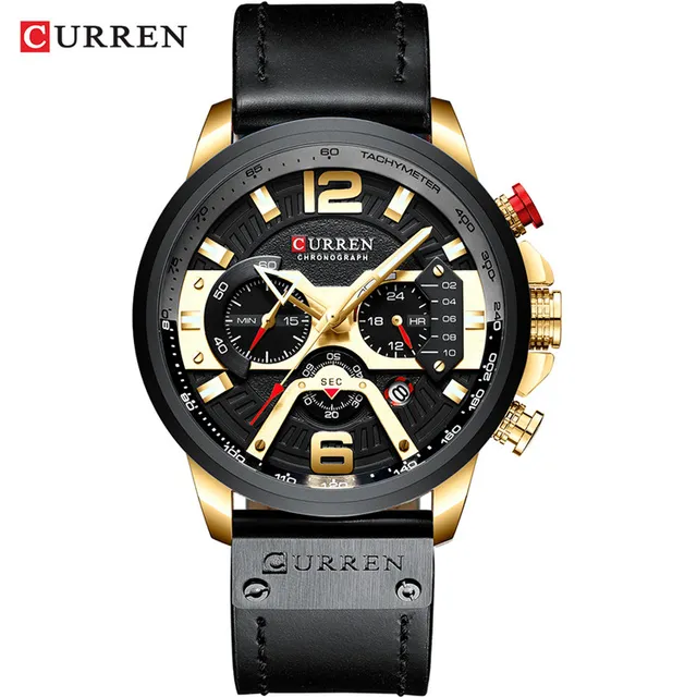 2021 CURREN Men Watches Top Brand Luxury Blue Leather Chronograph Sport Watch For Men Fashion Date Waterproof Clock Reloj Hombre