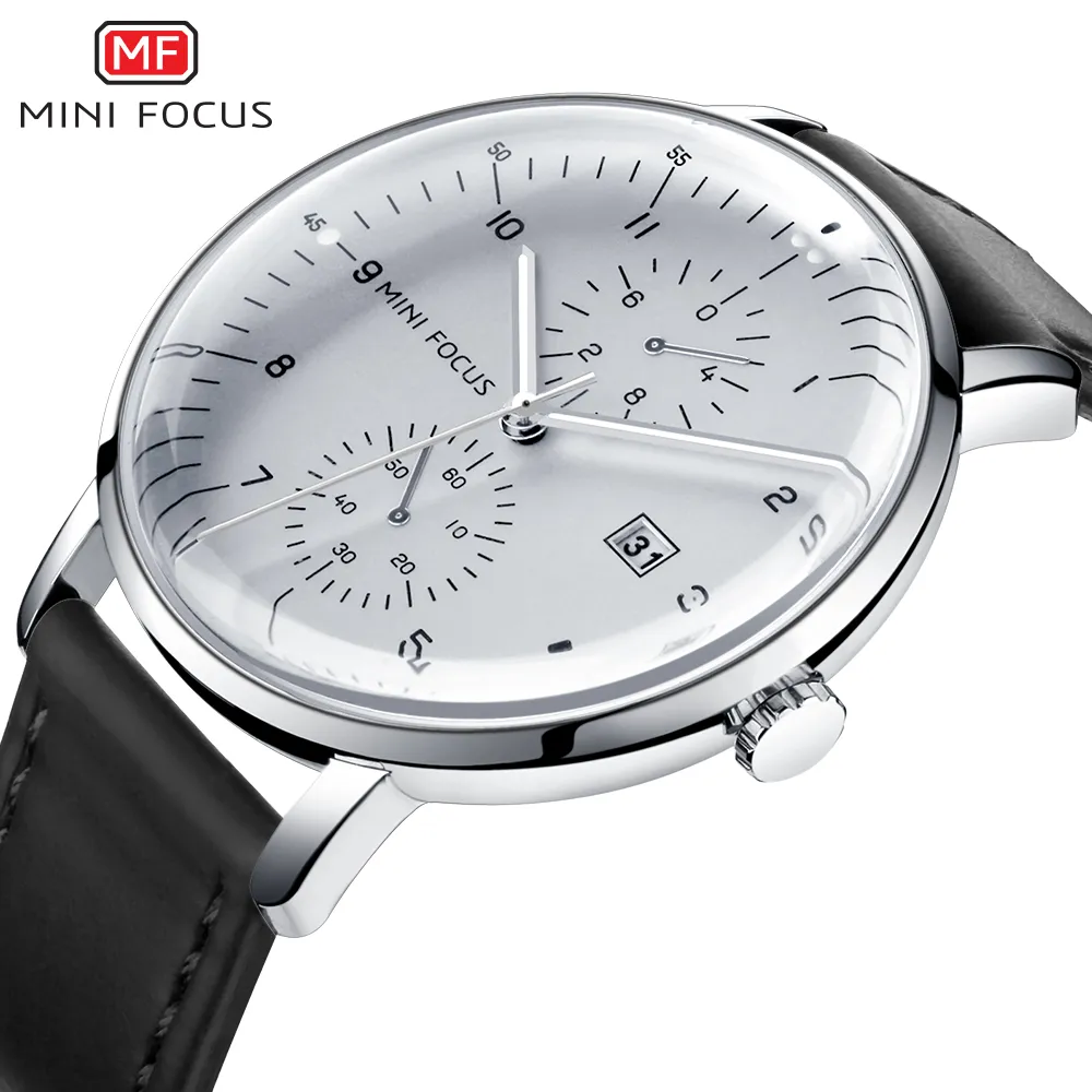 MINI FOCUS Men Watch Top Brand Luxury Quartz Watches Mens Casual Fashion Genuine Leather Male Wristwatch New Waterproof ClockPro