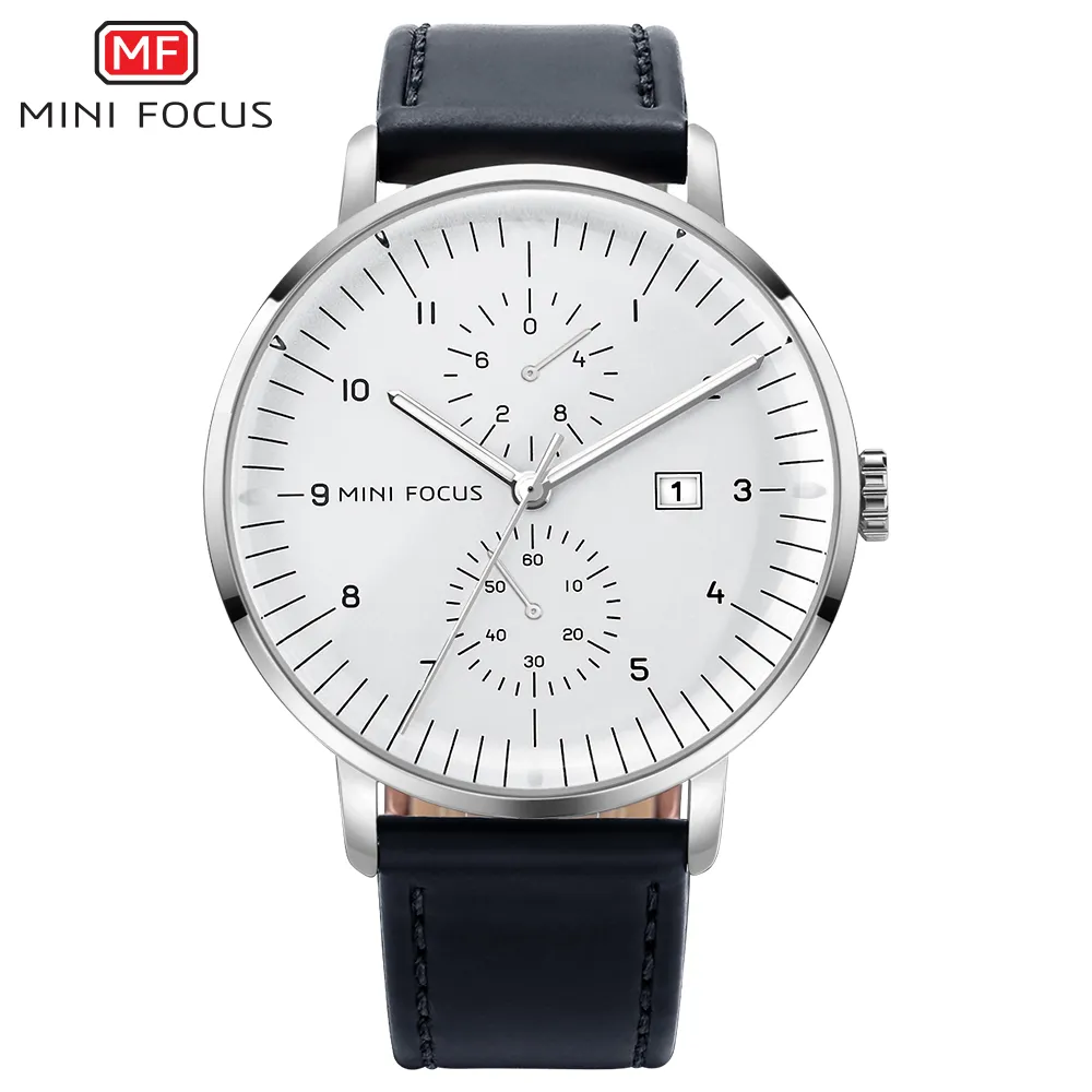 MINI FOCUS Men Watch Top Brand Luxury Quartz Watches Mens Casual Fashion Genuine Leather Male Wristwatch New Waterproof ClockPro