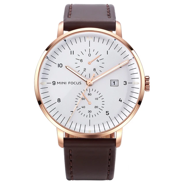 MINI FOCUS Men Watch Top Brand Luxury Quartz Watches Mens Casual Fashion Genuine Leather Male Wristwatch New Waterproof ClockPro