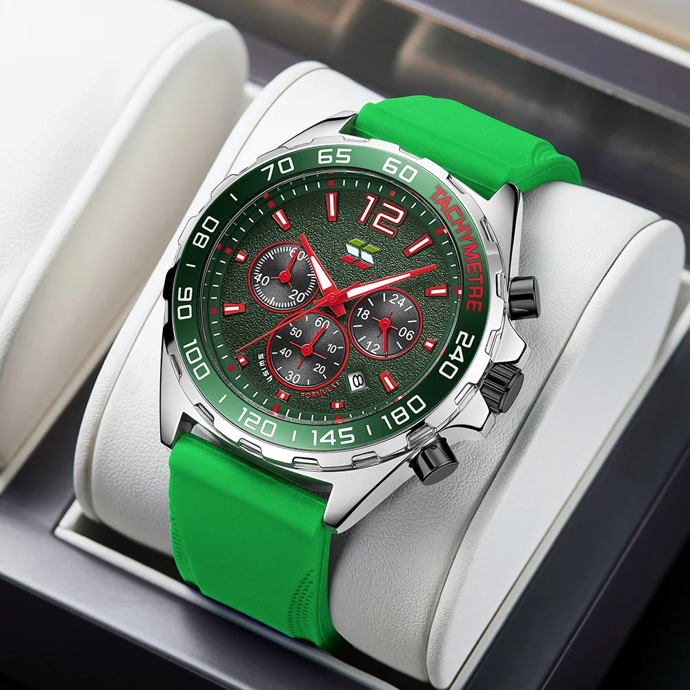 Fashion Chronograph Men Watches Top Brand Luxury Silicone Band Sport Wristwatch Business Quartz Clock Waterproof Montre Homme