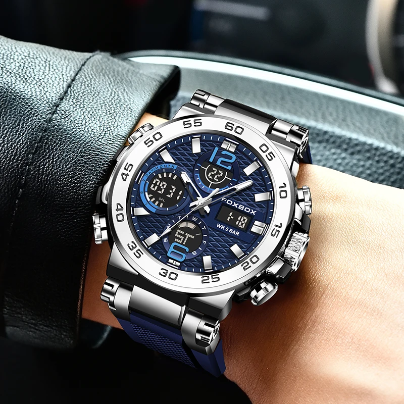 LIGE Luxury LCD Display Men Wristwatches Luminous Sport Man Watch Waterproof Military Quartz Male Clock Relogio Masculino 2023