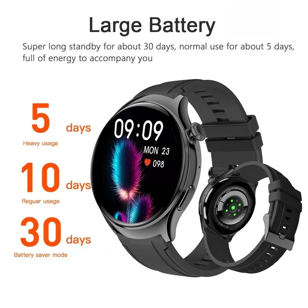 For Huawei Xiaomi Wacth 4 Pro Smartwatch Men AMOLED 390*390 HD Screen Heart Rate Call Bluetooth  Wireless Charging Smart Watch