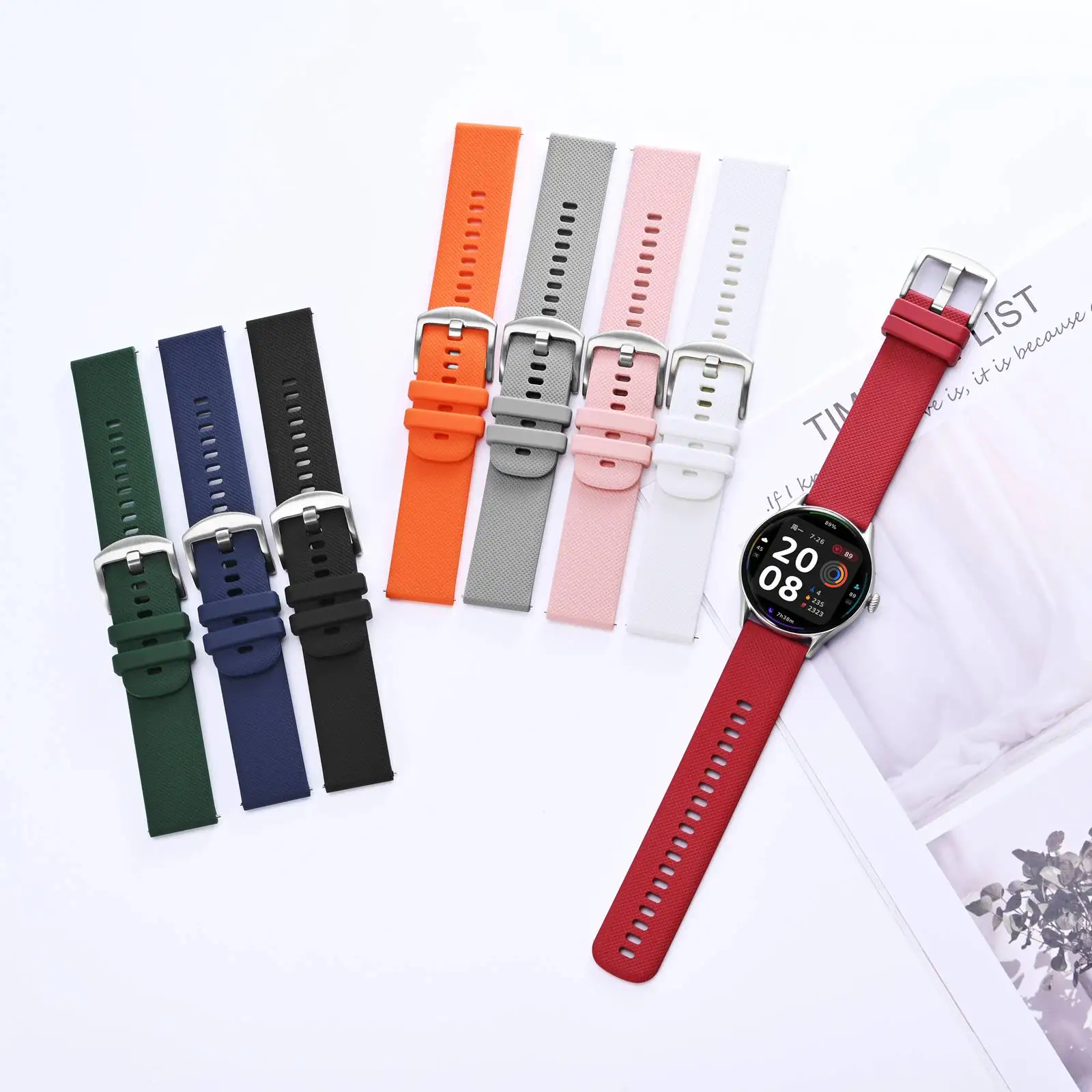 Anbeer Silicone Watch Bands /16/18/20/22/24mm Soft Quick Release Rubber Watch Bands Replacement Bracelet for Smart Watch