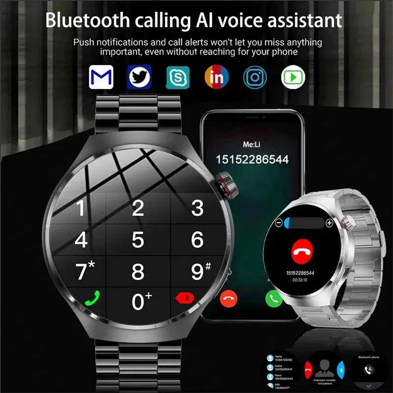 2024New Reloj Watch 4 Pro AMOLED Smart Watch for Men Custom Dial Answer Call Sport Fitness GPS Tracker Men Waterproof Smartwatch