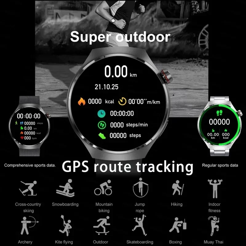 2024New Reloj Watch 4 Pro AMOLED Smart Watch for Men Custom Dial Answer Call Sport Fitness GPS Tracker Men Waterproof Smartwatch