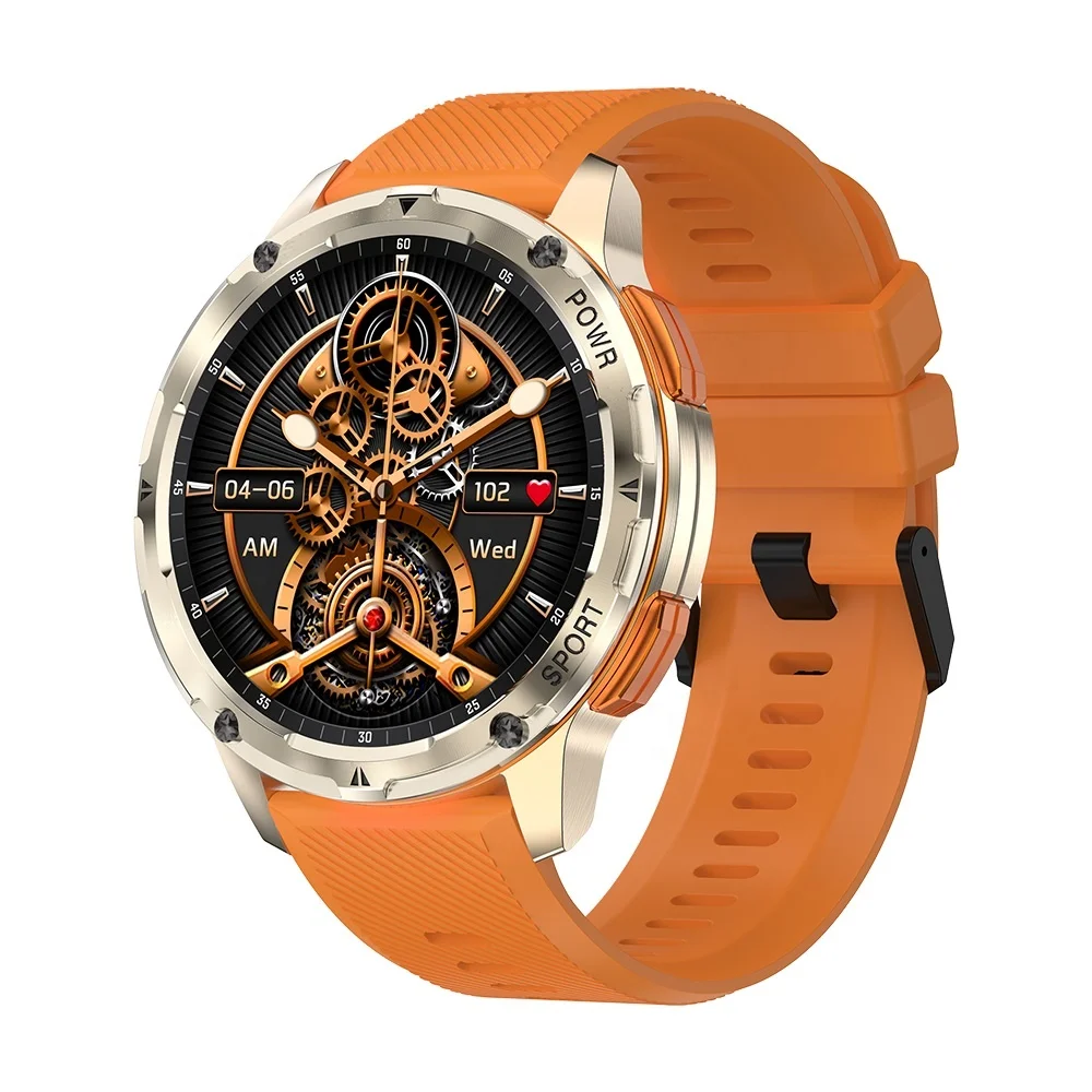 AK59 1.43" Reloj Round AMOLED Screen BT Calling Waterproof Blood Oxygen Fiess Sports Tracker Red Smart Watch