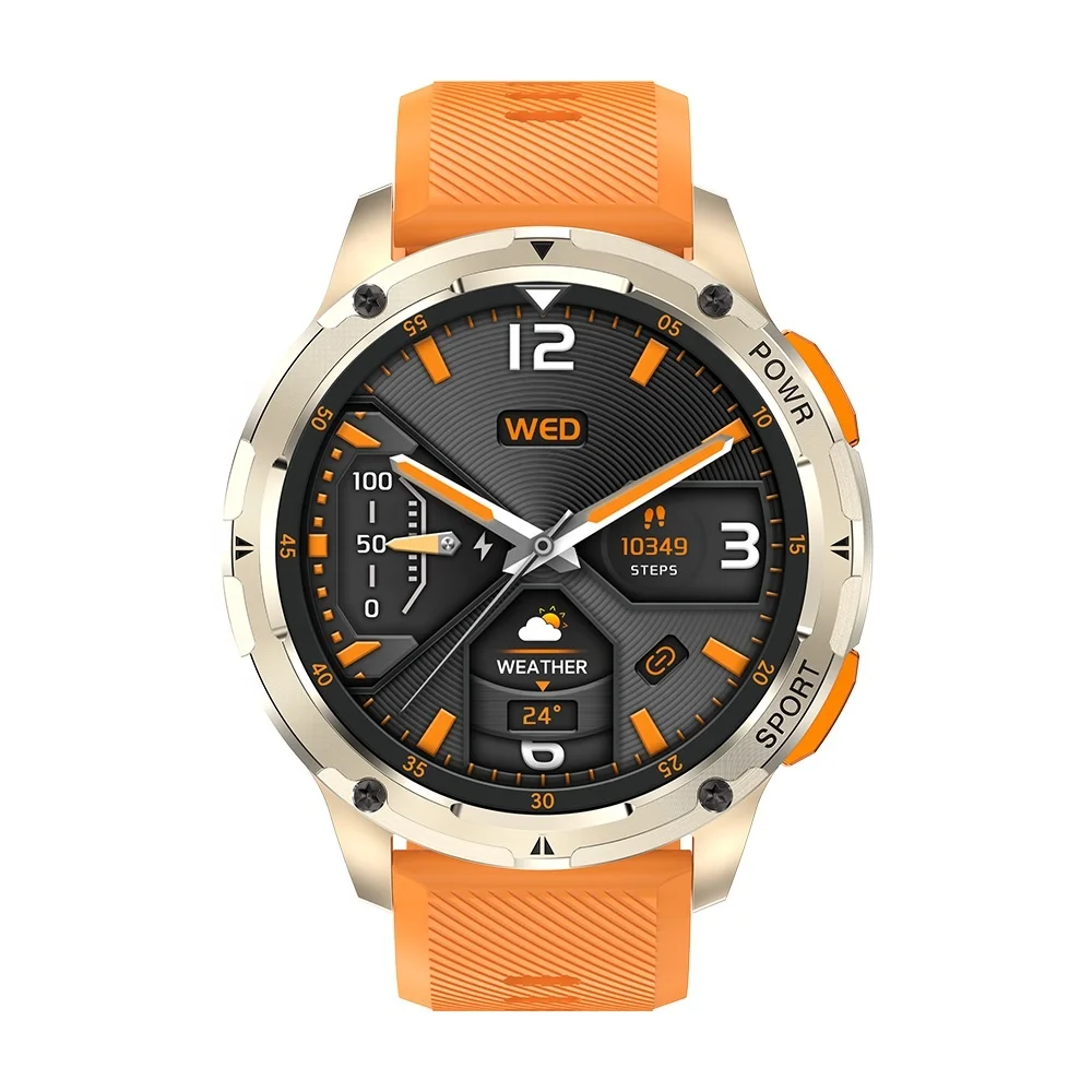 AK59 1.43" Reloj Round AMOLED Screen BT Calling Waterproof Blood Oxygen Fiess Sports Tracker Red Smart Watch