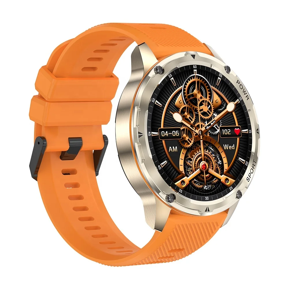 AK59 1.43" Reloj Round AMOLED Screen BT Calling Waterproof Blood Oxygen Fiess Sports Tracker Red Smart Watch