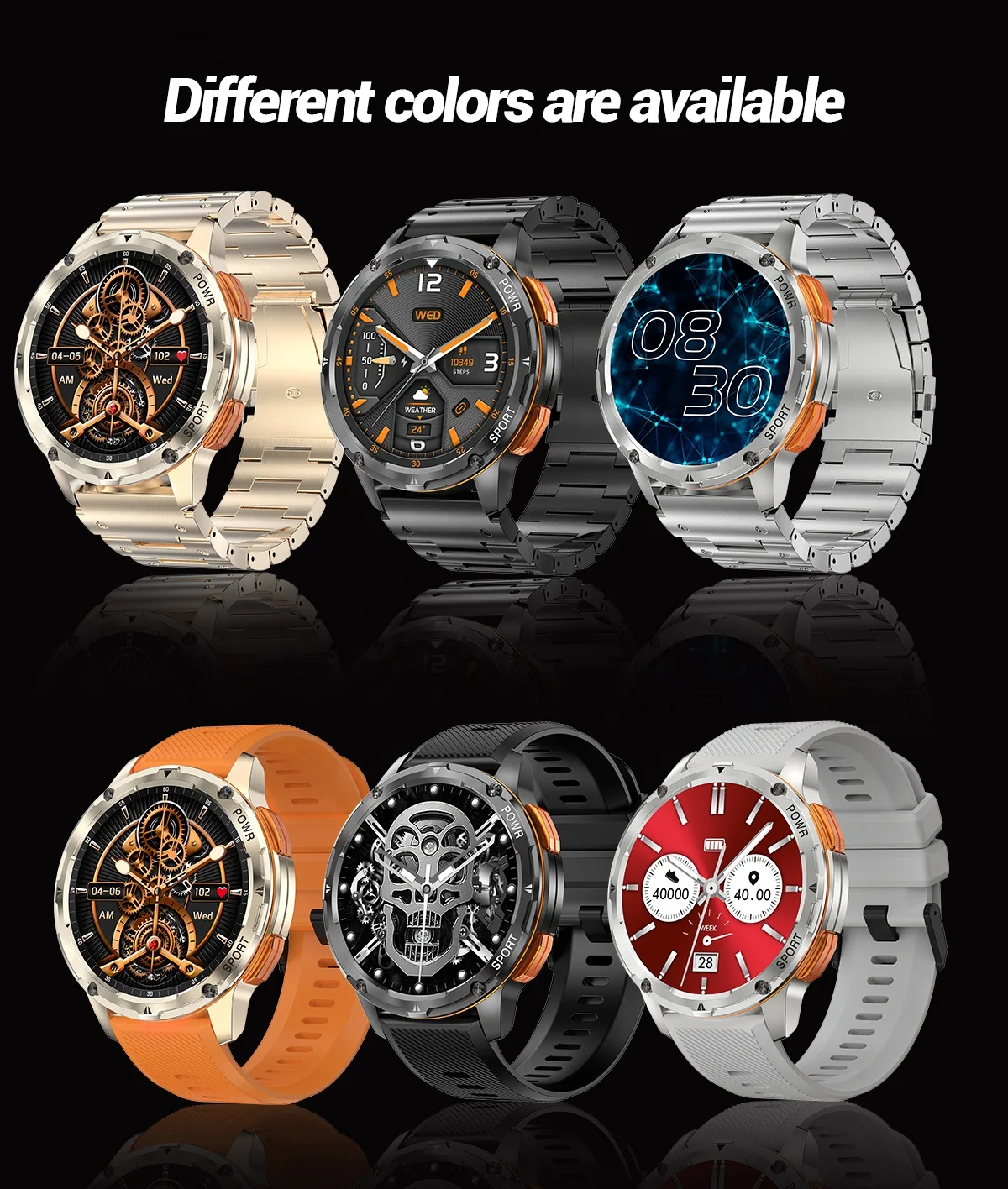 AK59 1.43" Reloj Round AMOLED Screen BT Calling Waterproof Blood Oxygen Fiess Sports Tracker Red Smart Watch