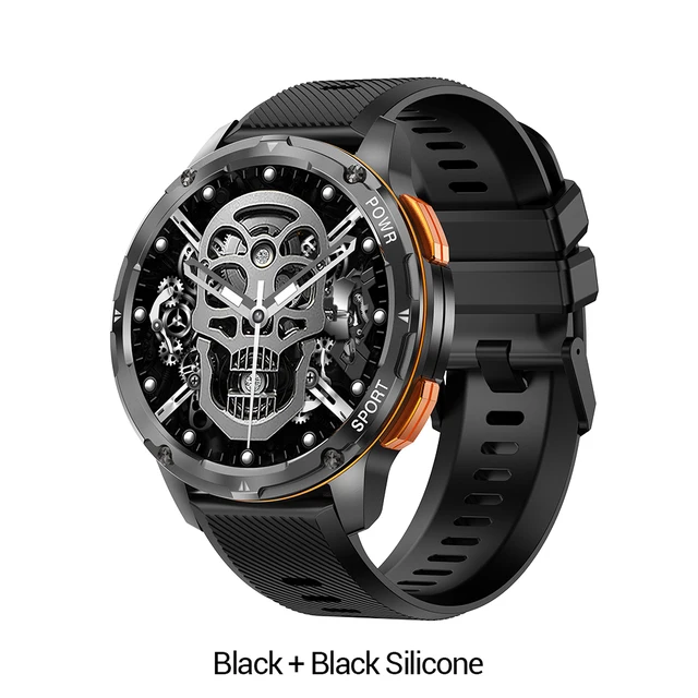 AK59 1.43" Reloj Round AMOLED Screen BT Calling Waterproof Blood Oxygen Fiess Sports Tracker Red Smart Watch