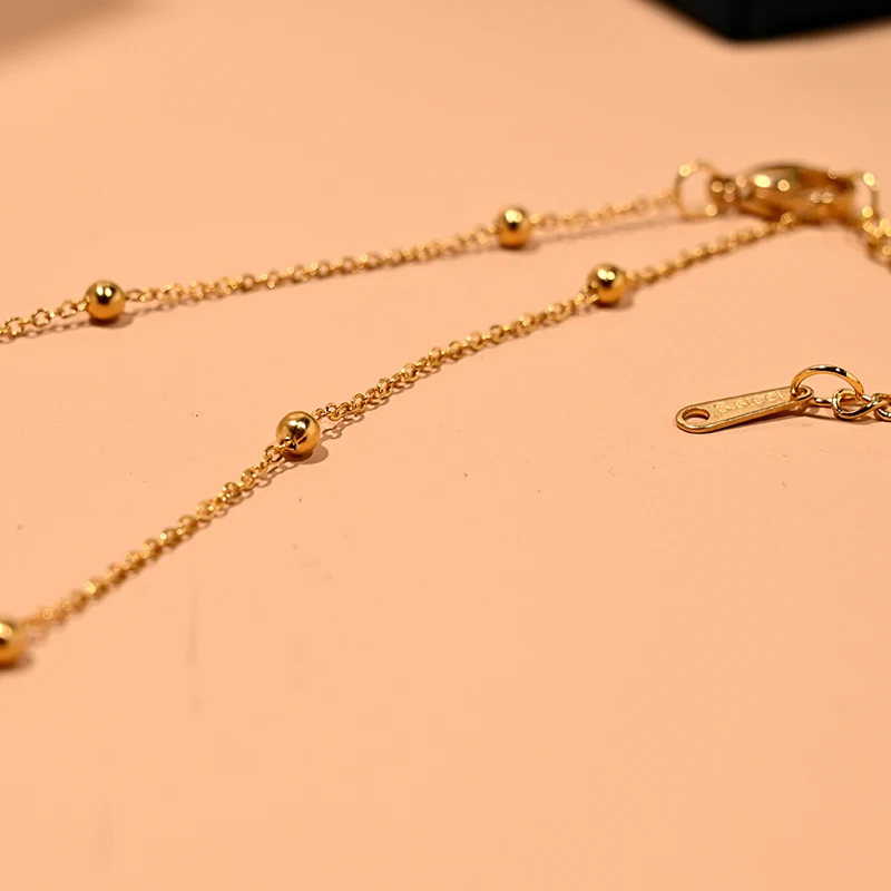 MOON GIRL Waterproof Gold Color Stainless Steel Heart Initial Necklace for Women Tarnish Free Faceted Crystal Necklace