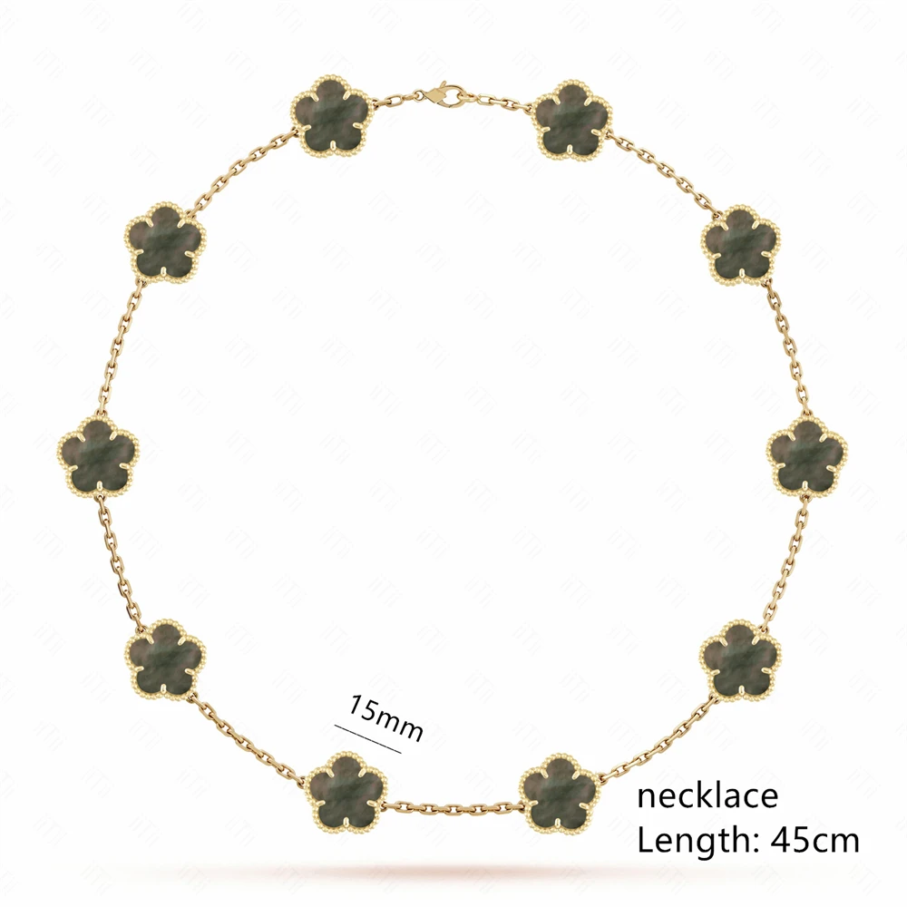 Hot Selling Natural Gem 4-Leaf Clover/Five-Leaf Flower Necklace Simple 10-Flower Sweater Chain Women's Party Jewelry Logo