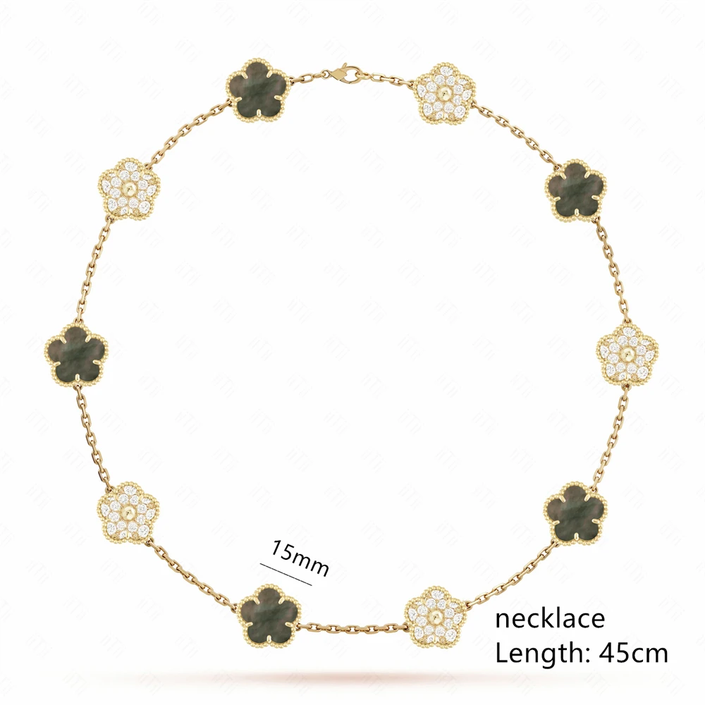 Hot Selling Natural Gem 4-Leaf Clover/Five-Leaf Flower Necklace Simple 10-Flower Sweater Chain Women's Party Jewelry Logo
