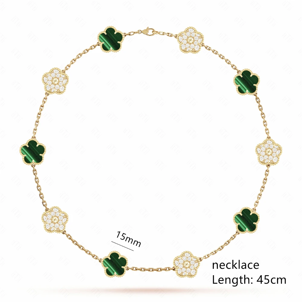 Hot Selling Natural Gem 4-Leaf Clover/Five-Leaf Flower Necklace Simple 10-Flower Sweater Chain Women's Party Jewelry Logo