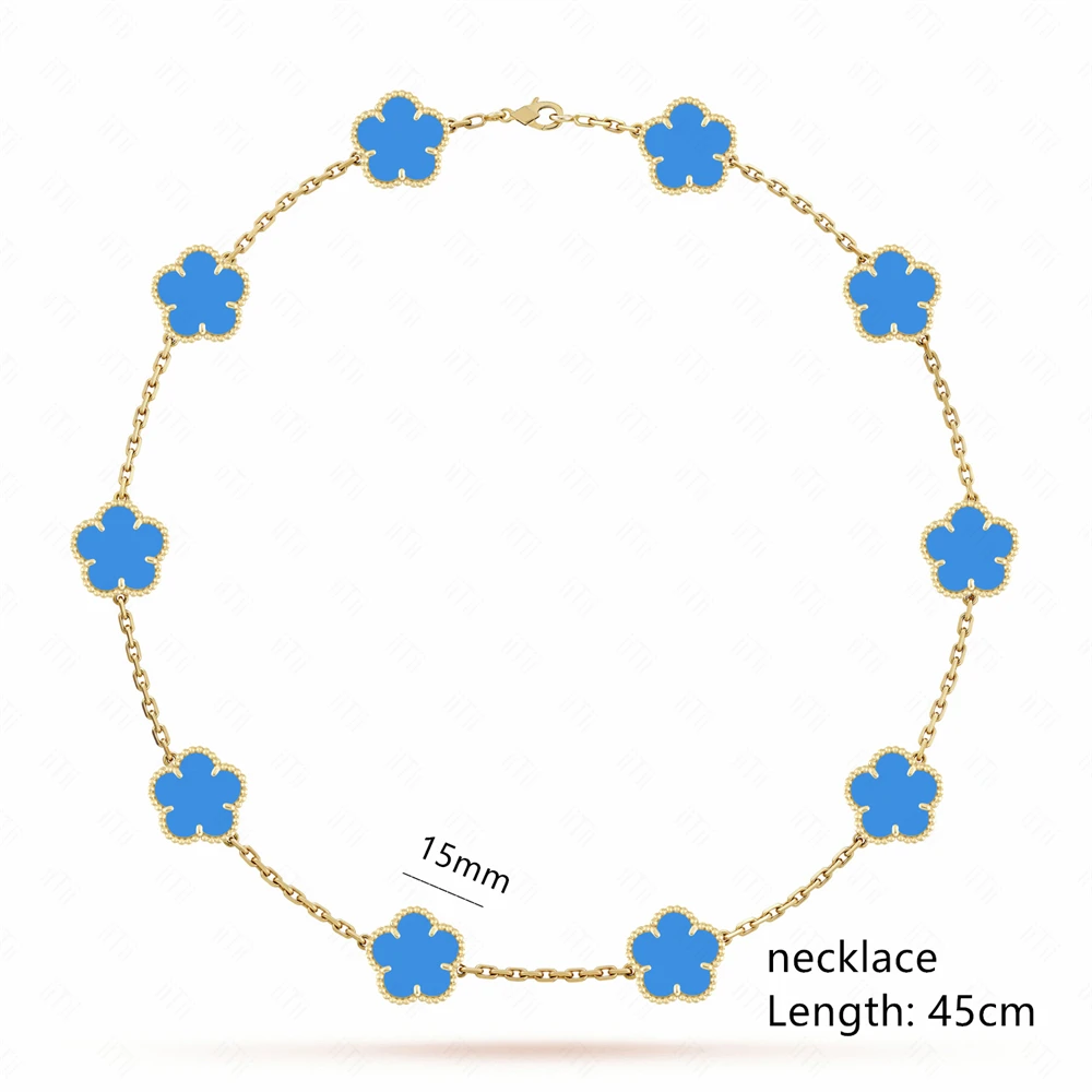 Hot Selling Natural Gem 4-Leaf Clover/Five-Leaf Flower Necklace Simple 10-Flower Sweater Chain Women's Party Jewelry Logo