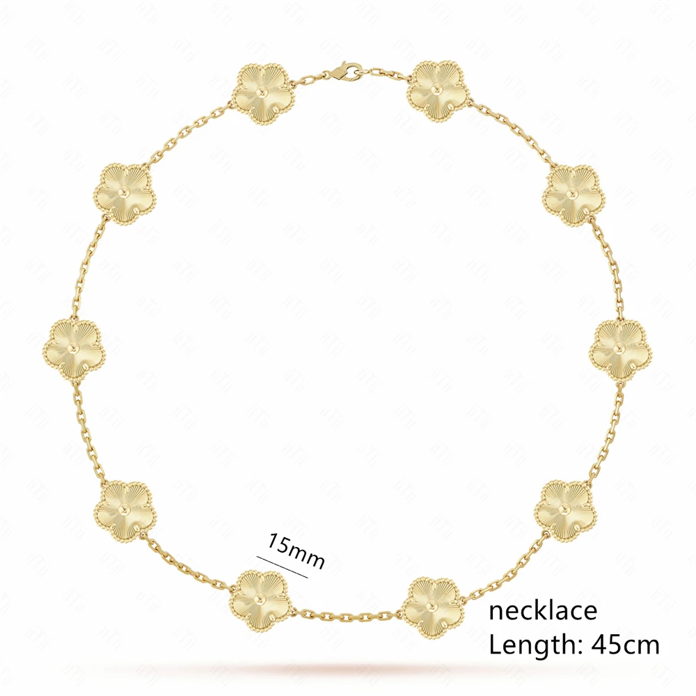 Hot Selling Natural Gem 4-Leaf Clover/Five-Leaf Flower Necklace Simple 10-Flower Sweater Chain Women's Party Jewelry Logo