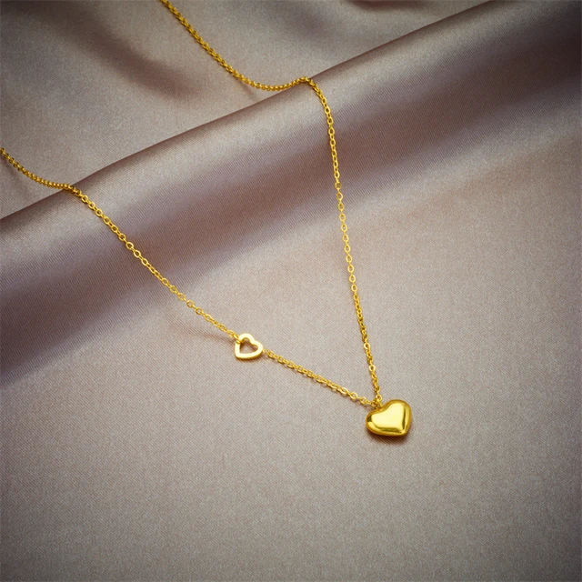 XIYANIKE 316L Stainless Steel Gold Color Love Heart Necklaces For Women Chokers 2021Trend Fashion Festival Party Gift Jewelry