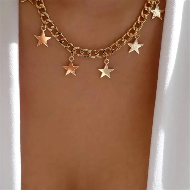 Bls-miracle Fashion Gold Color Heart-Shaped Necklace For Women Trendy Multi-Layer Pendant Necklaces Set Jewelry Gifts