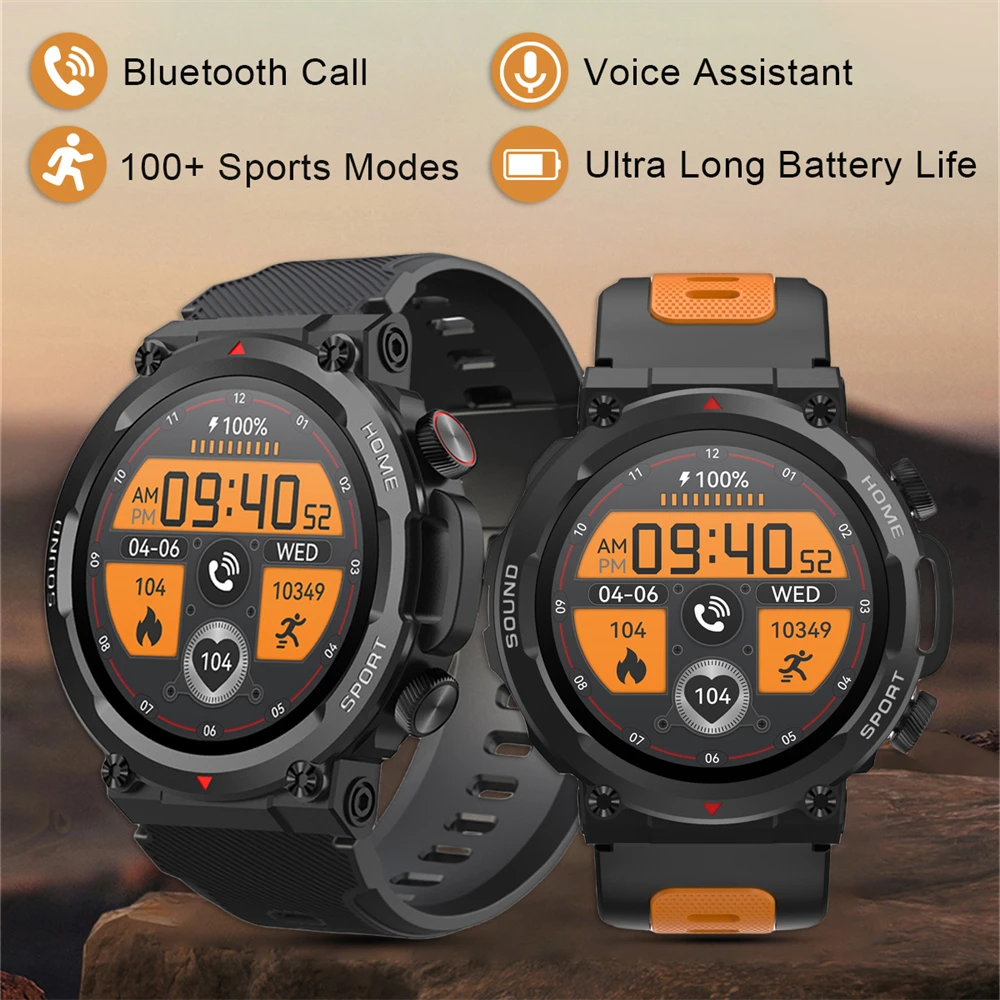 S56T Outdoor Sports Military Smart Watch Bluetooth Call Smartwatch HD Display Health Monitoring Long Battery Life Wristwatch