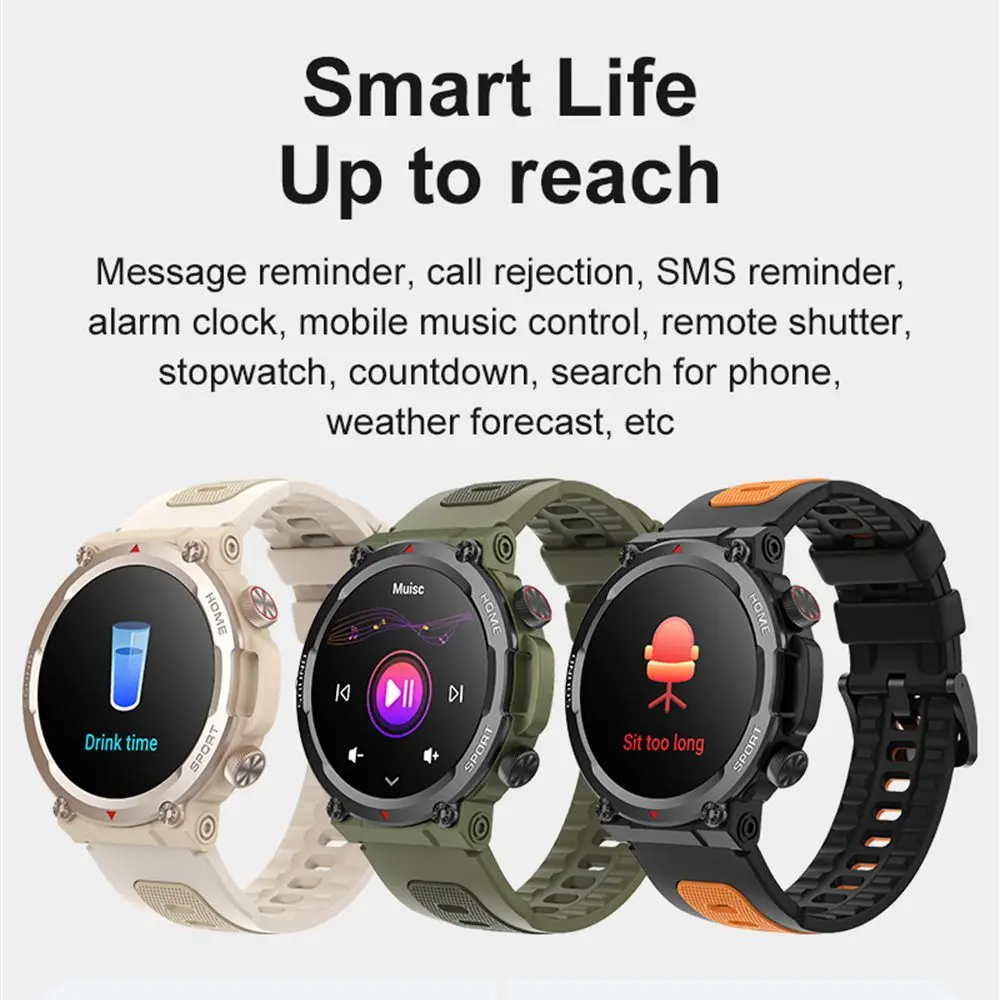 S56T Outdoor Sports Military Smart Watch Bluetooth Call Smartwatch HD Display Health Monitoring Long Battery Life Wristwatch