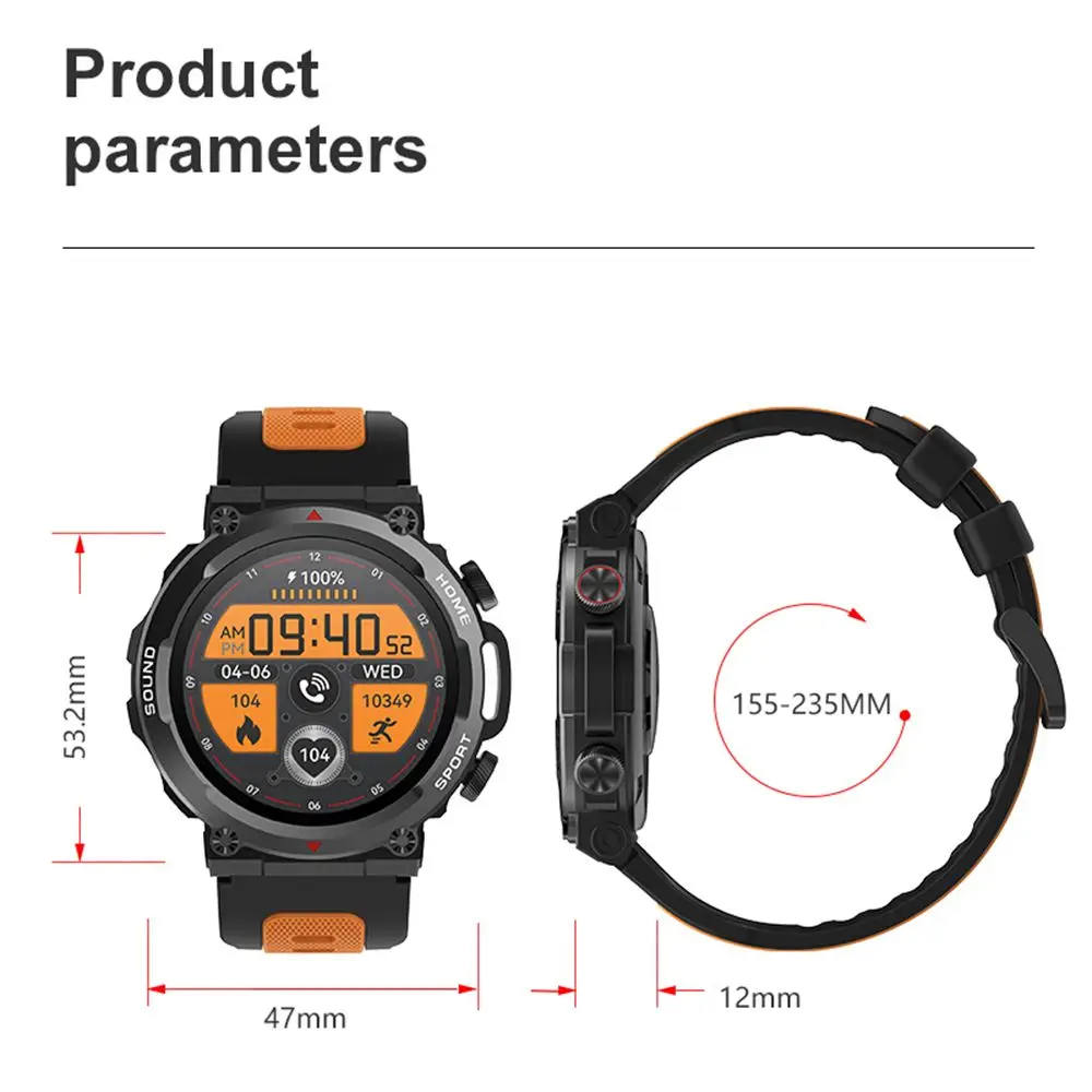 S56T Outdoor Sports Military Smart Watch Bluetooth Call Smartwatch HD Display Health Monitoring Long Battery Life Wristwatch