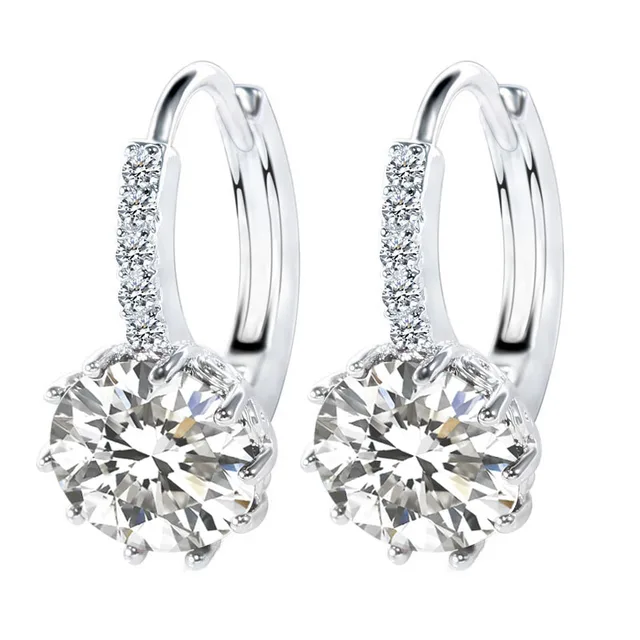 Big Sale 925 Sterling Silver Color Loop Hoop Earrings Candy Color Cubic Zircon Charms Women Jewelry Wedding Accessory Brincos