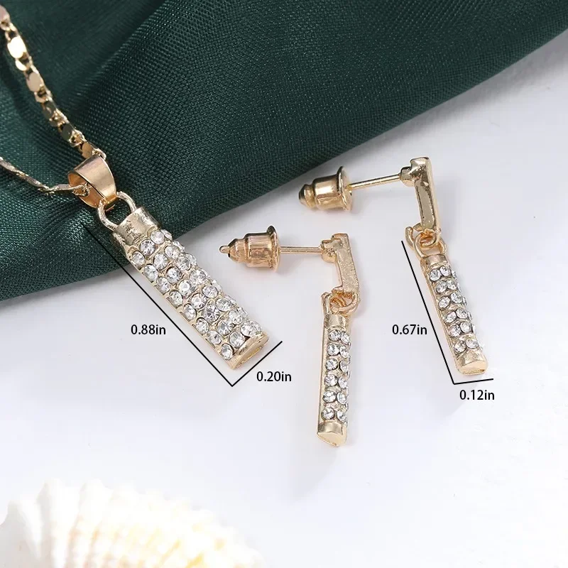 Luxury Fashion Jewelry Set for Women Sparkly Rhinestone Crystal Zircon Collar Necklace Earrings Sets Wedding Bridal Party Set
