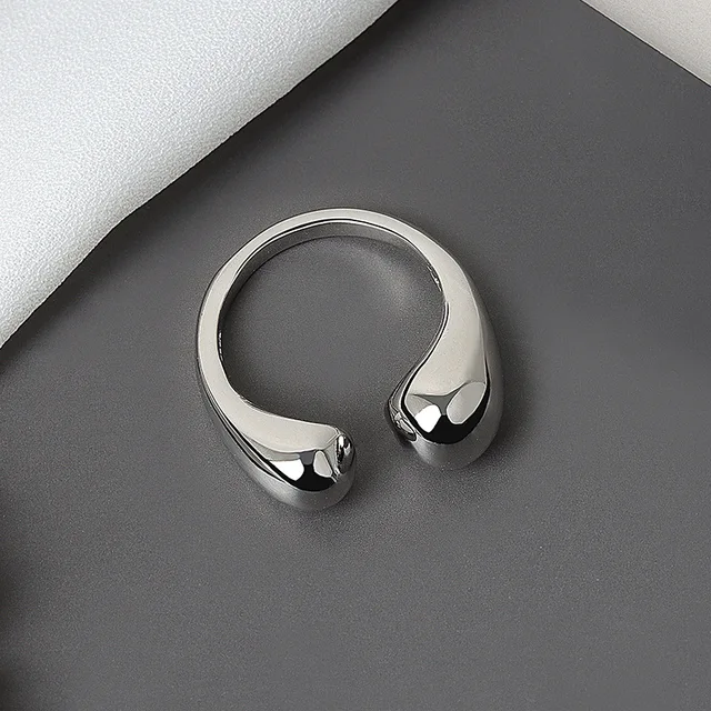 LIVVY Silver Color Jewelry  Double Ball Beads Opening Rings For Women Couple 2021 Trend  Fashion Jewelry GiftProduct sellpoints