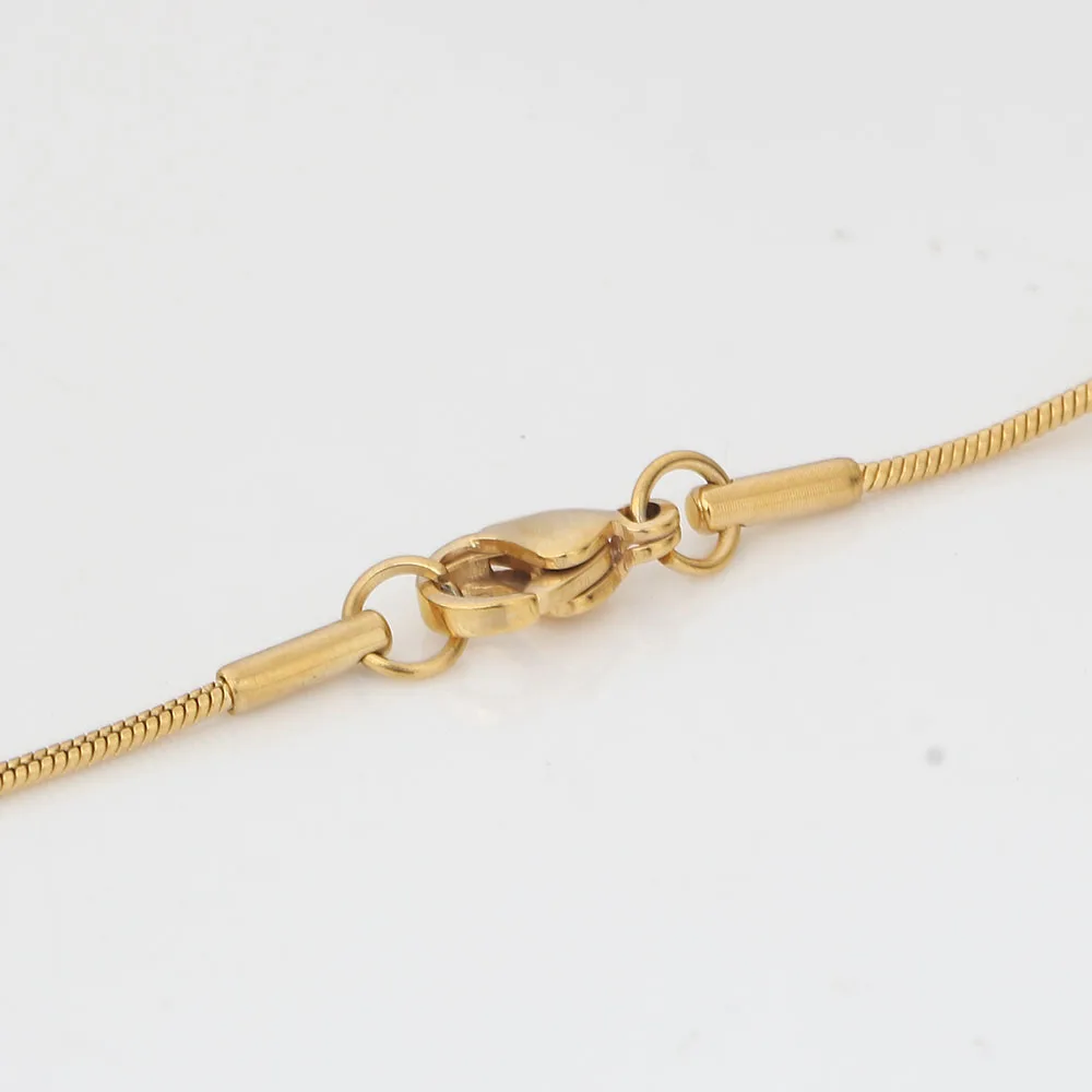 NIBA 316L Stainless Steel Gold-color Round Ball Pendant Necklace Link Chain Necklace Fashion Jewelry For Women or Men