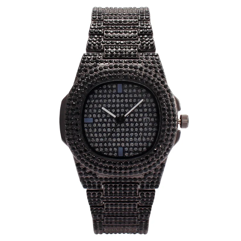 Fashion Diamond Quartz Watch for Men Women Bracelet Jewelry Hand Clock Calendar Unisex Golden Luxury Designer Wristwatch