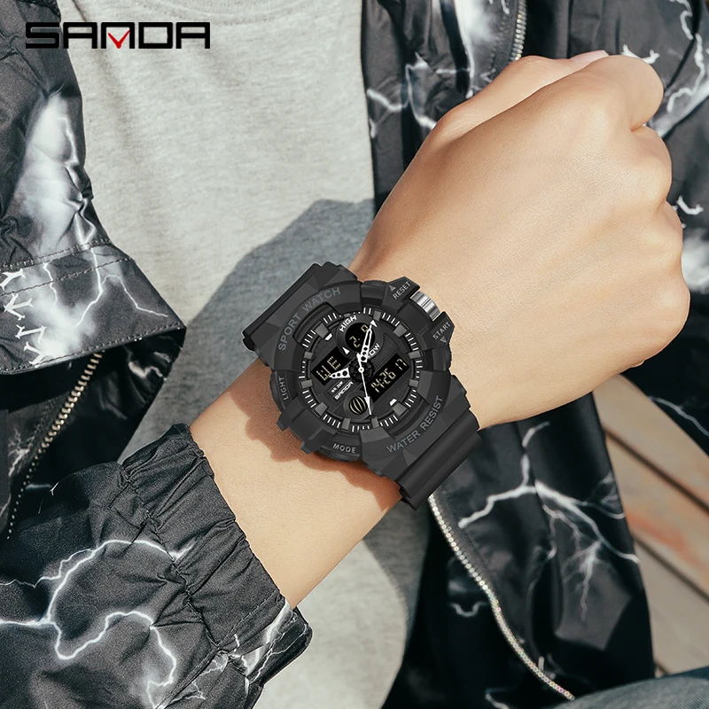 SANDA White Sports Men's Watches Top Brand Luxury Military Quartz Watch Men Waterproof Wristwatches relogio masculinoProduct sel