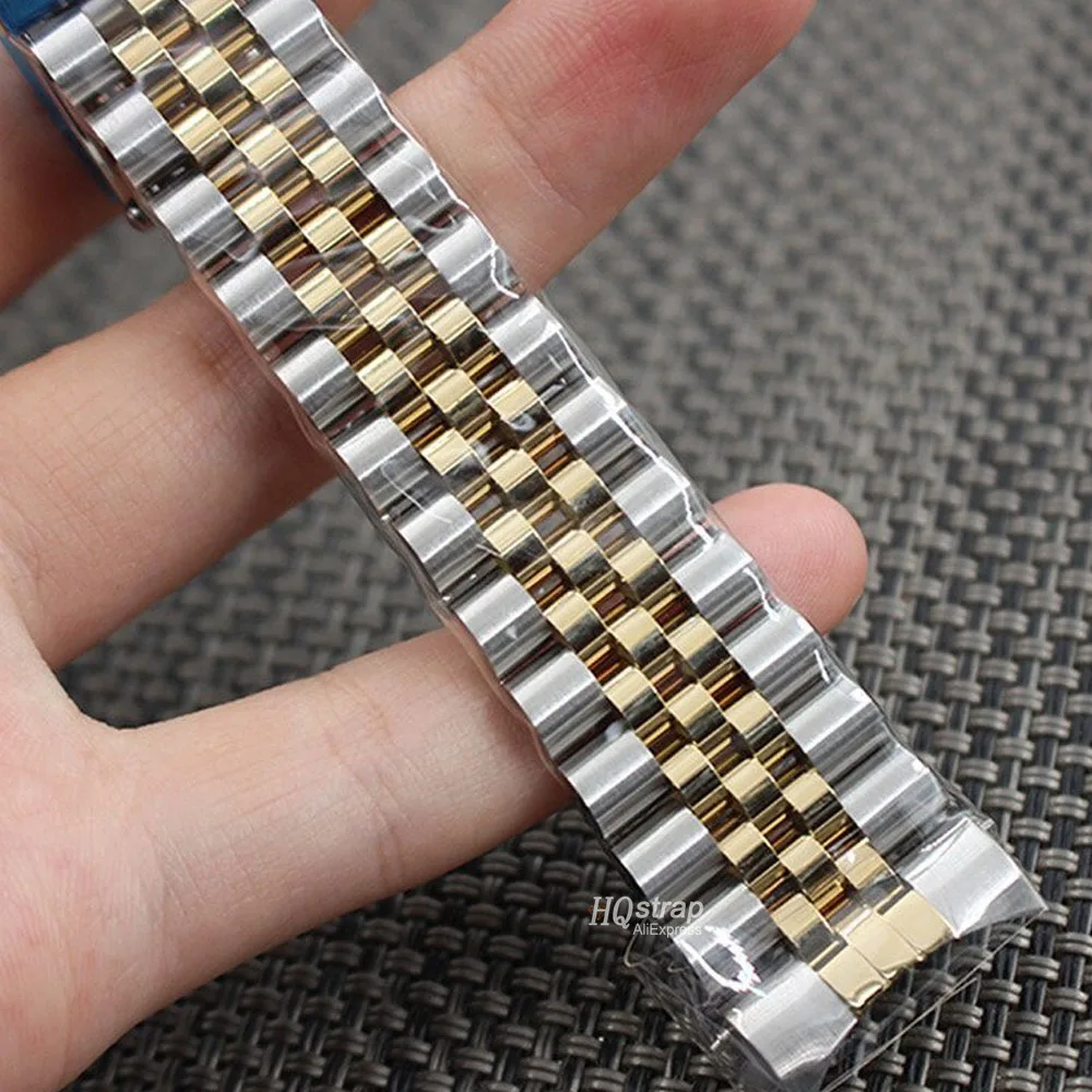 19mm 20mm Curved End Metal Strap for Rolex Watchbands Solid Stainless Steel Band Series DATEJUST Women Men Bracelet Accessories